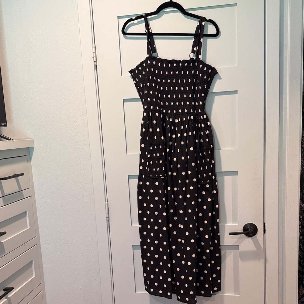 Anthropologie Smocked Polka Dot Midi Dress NWT